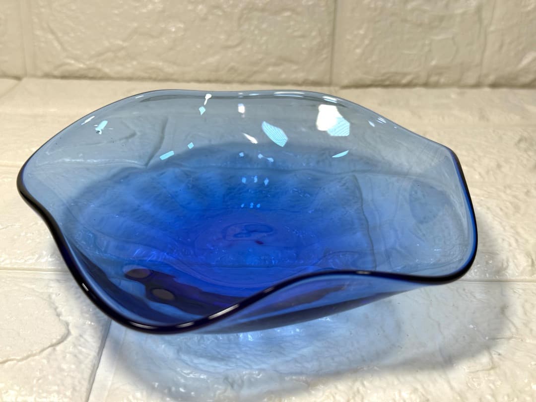 【新品】スガハラ 青の花柄皿 4枚 セザート皿