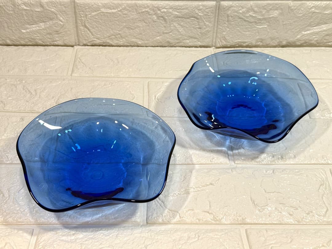 【新品】スガハラ 青の花柄皿 4枚 セザート皿