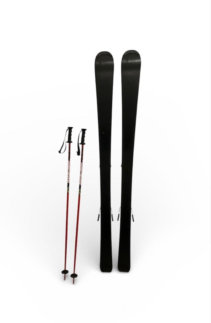 アトミック ATOMIC スキー板 ストック セット140cm 赤 バンド付き