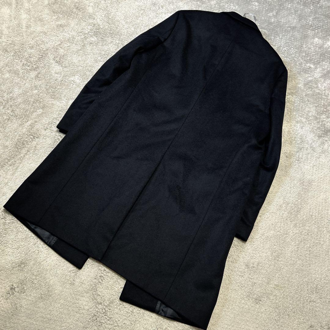 ユニクロUNIQLOブラックウールカシミヤ混メンズロングチェスターコート S