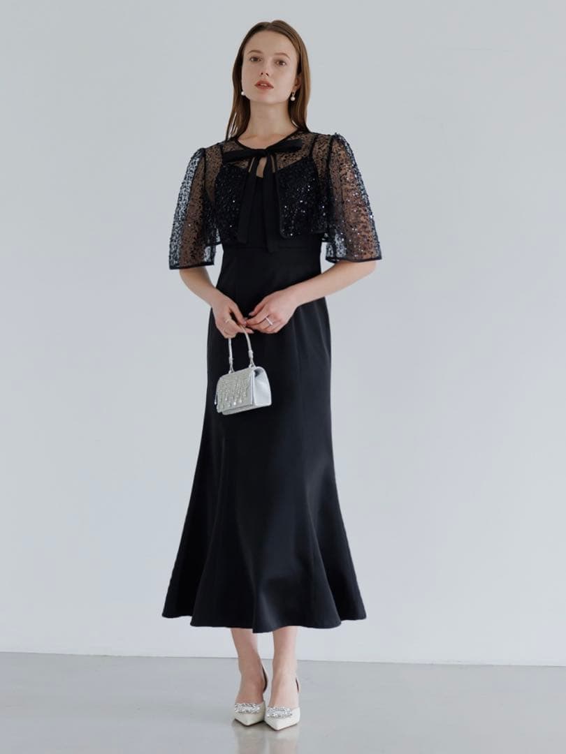 スパンコールビジューボレロマーメイドワンピースドレス結婚式二次会パーティー成人式