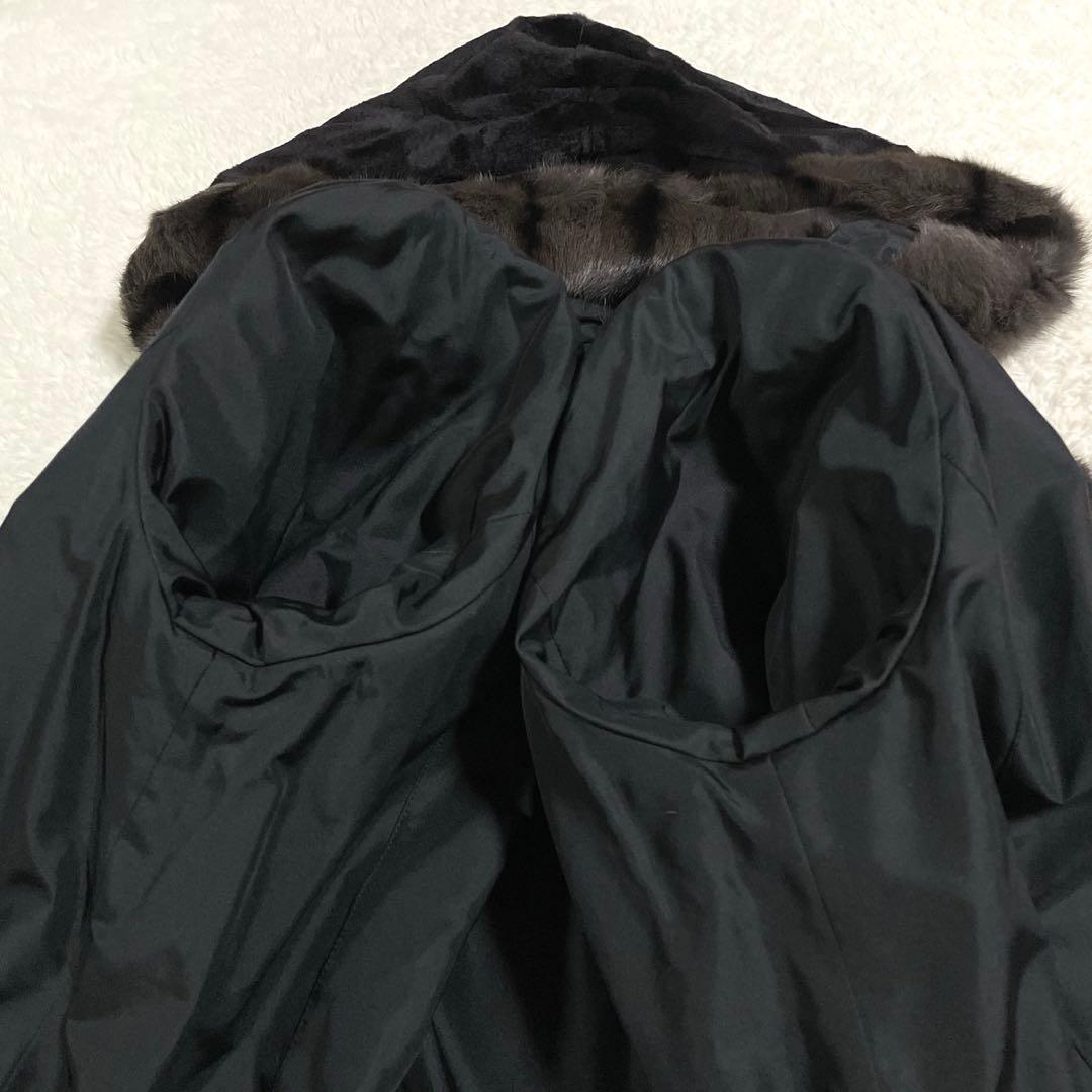 美品◎ロシアリス ヴィーゼル シルク100% リバーシブル 毛皮 ファーコート