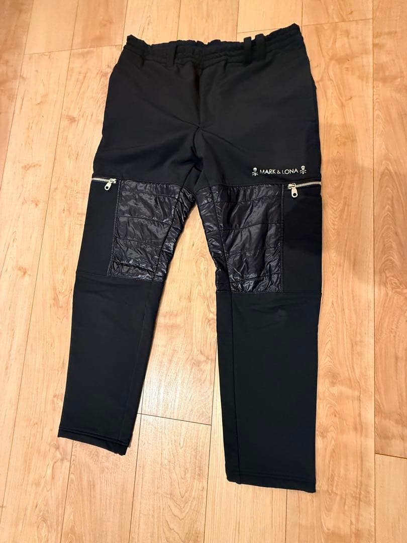 MARK & LONA ダウン入りゴルフパンツ／ブラック／防寒高機能・テーパード