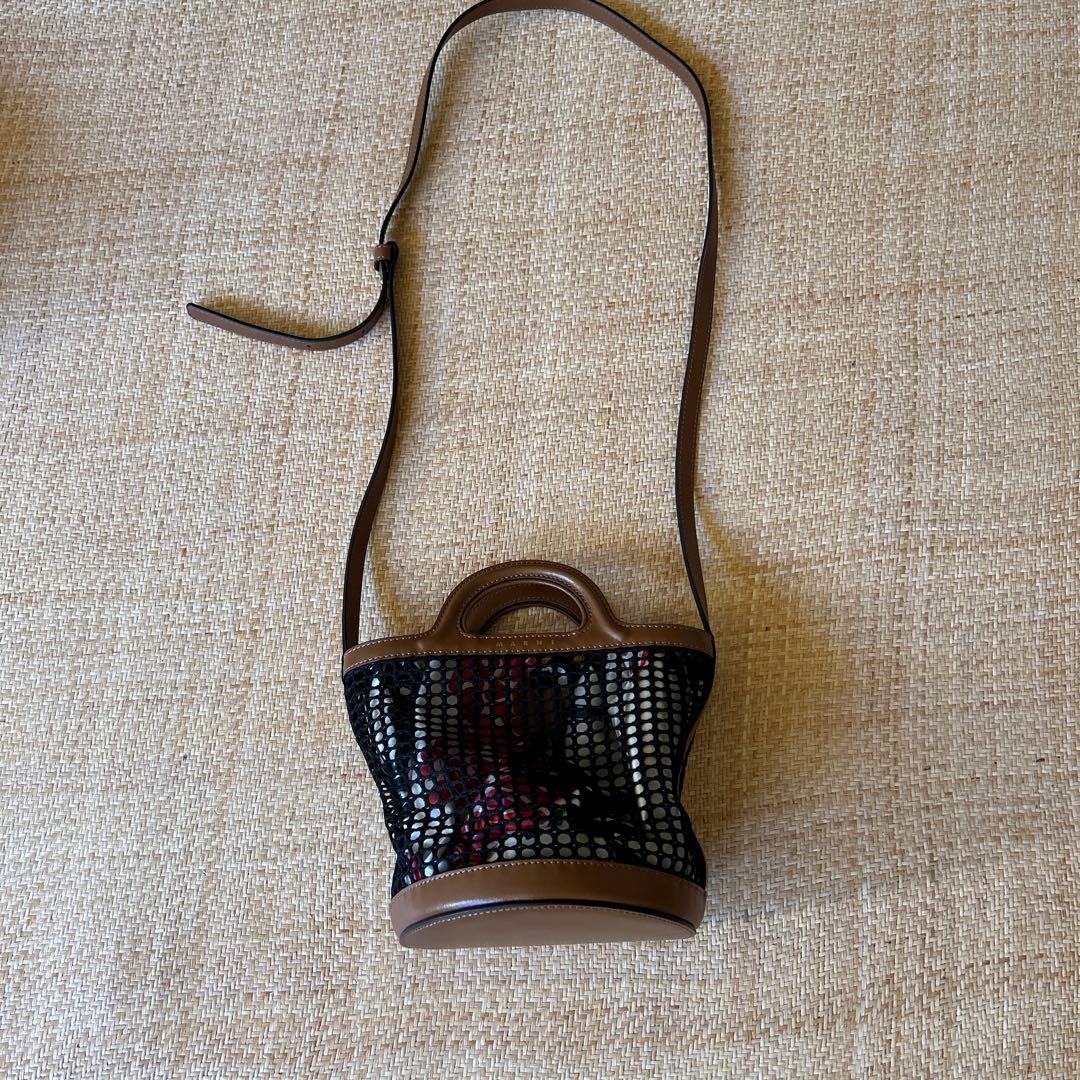 MARNI メッシュかごバッグ ブラウン/ブラック