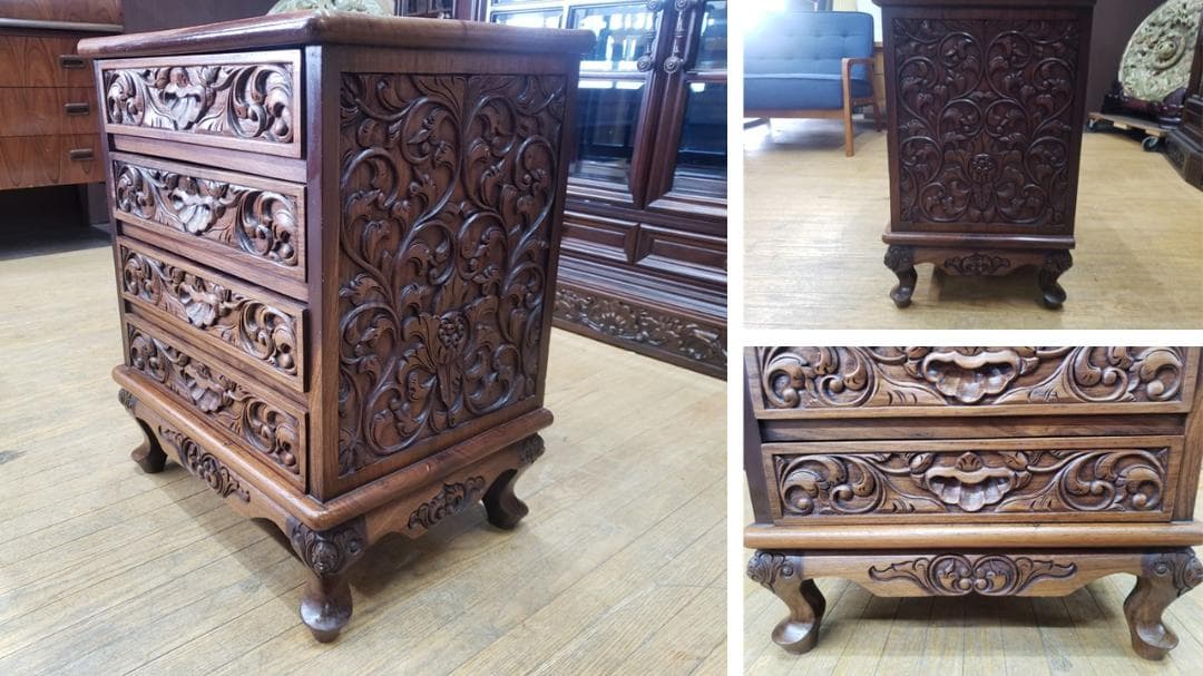 Akira 　D3　おそらくイタリア製　アンティーク　猫脚　彫刻　四段