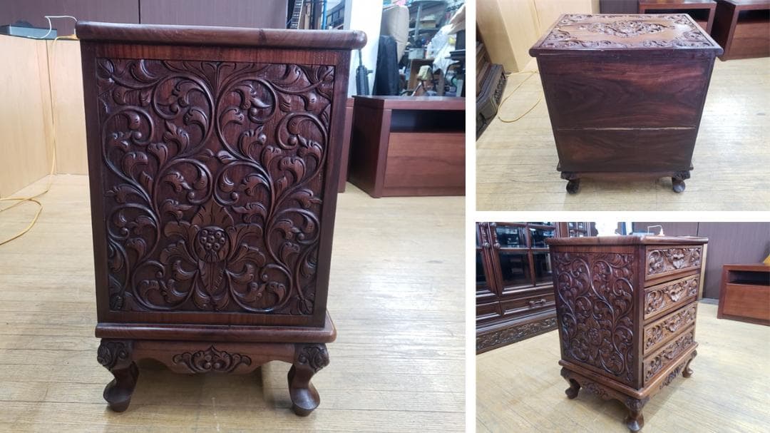 Akira 　D3　おそらくイタリア製　アンティーク　猫脚　彫刻　四段