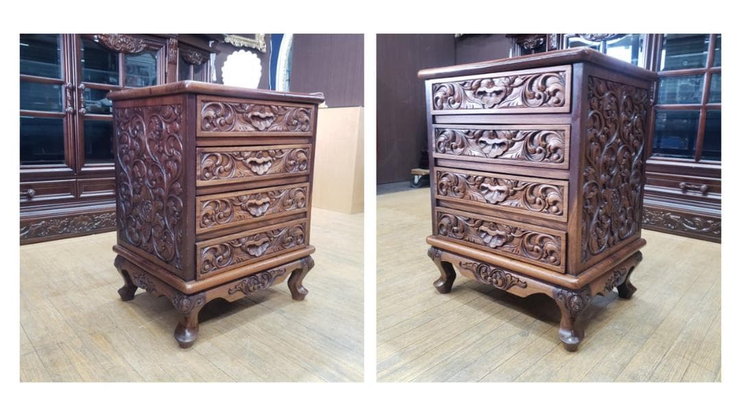 Akira 　D3　おそらくイタリア製　アンティーク　猫脚　彫刻　四段