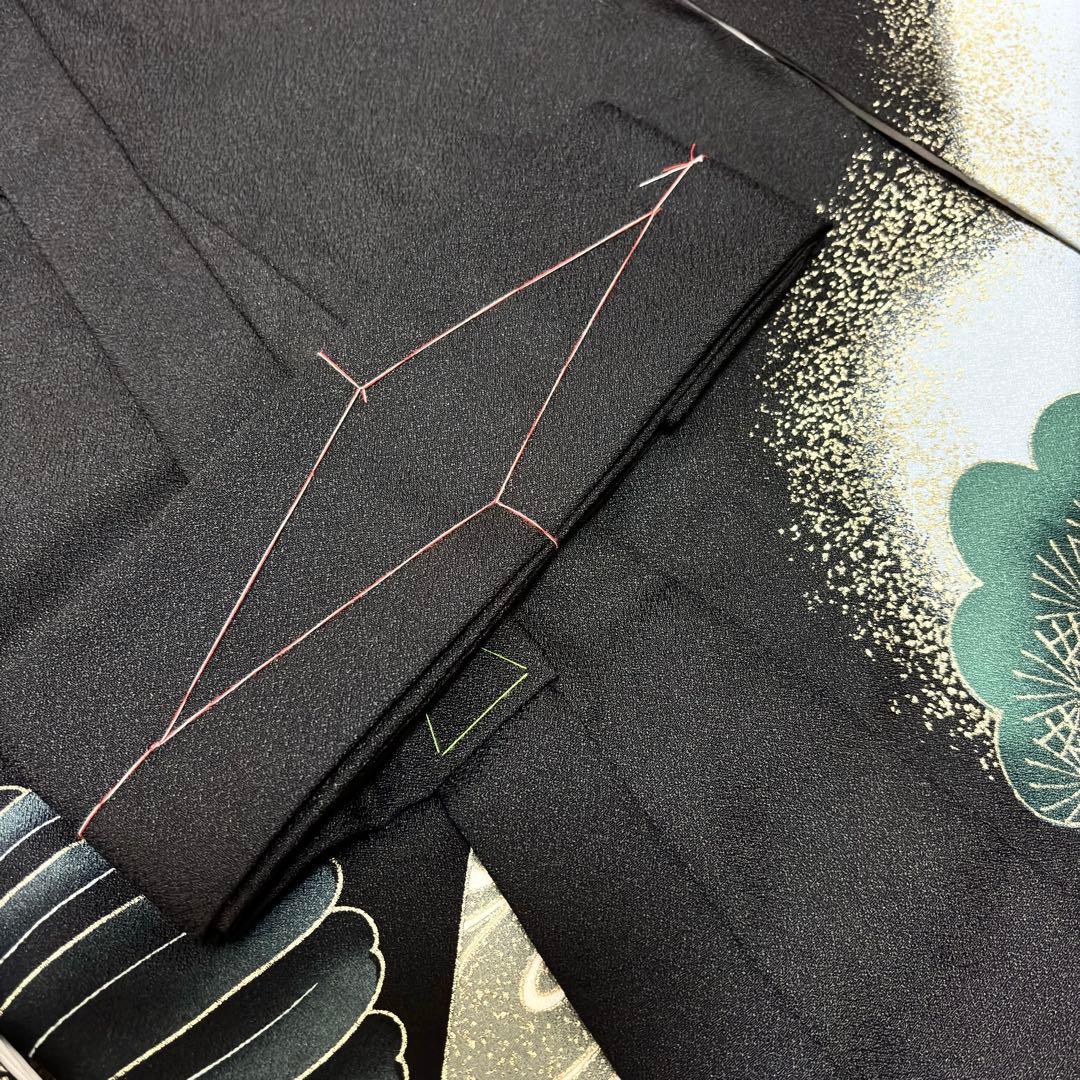 【新品未使用】お宮参り 産着 男の子 合繊 洗える着物 金彩入り 祝着 黒