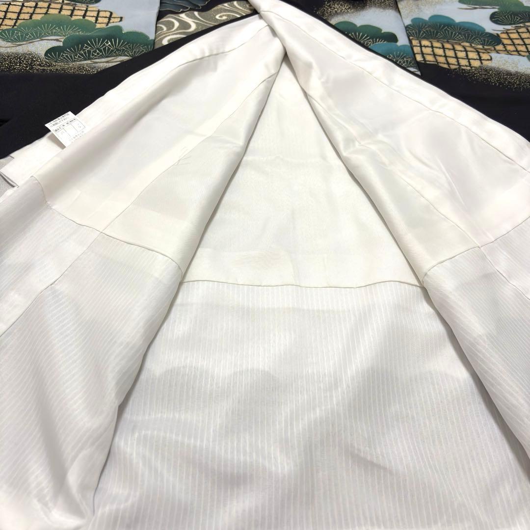 【新品未使用】お宮参り 産着 男の子 合繊 洗える着物 金彩入り 祝着 黒