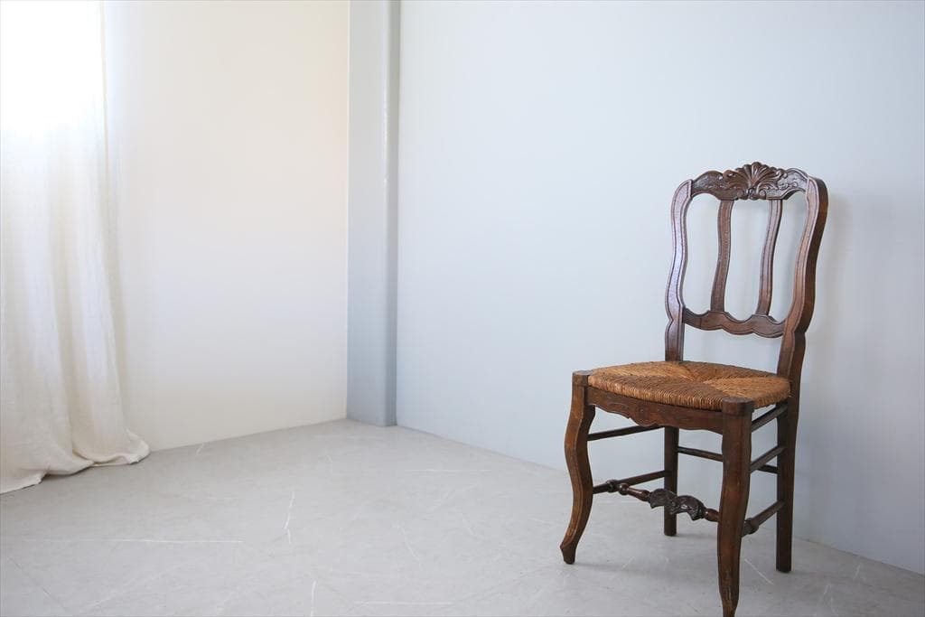 フランスアンティーク猫脚ダイニングチェア/イス/ラッシュシート(90-193)