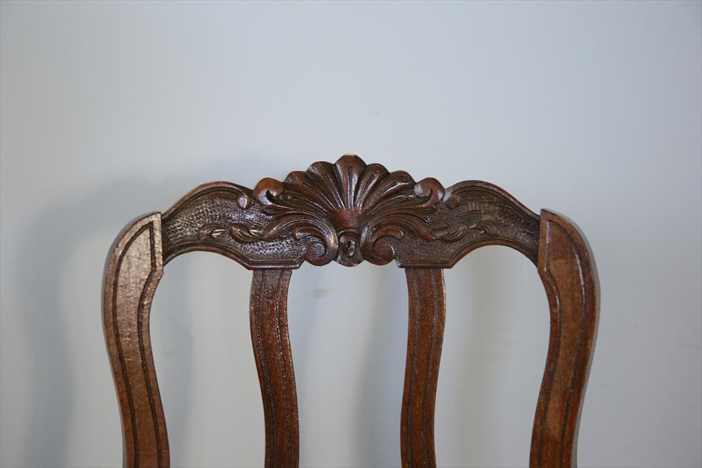 フランスアンティーク猫脚ダイニングチェア/イス/ラッシュシート(90-193)