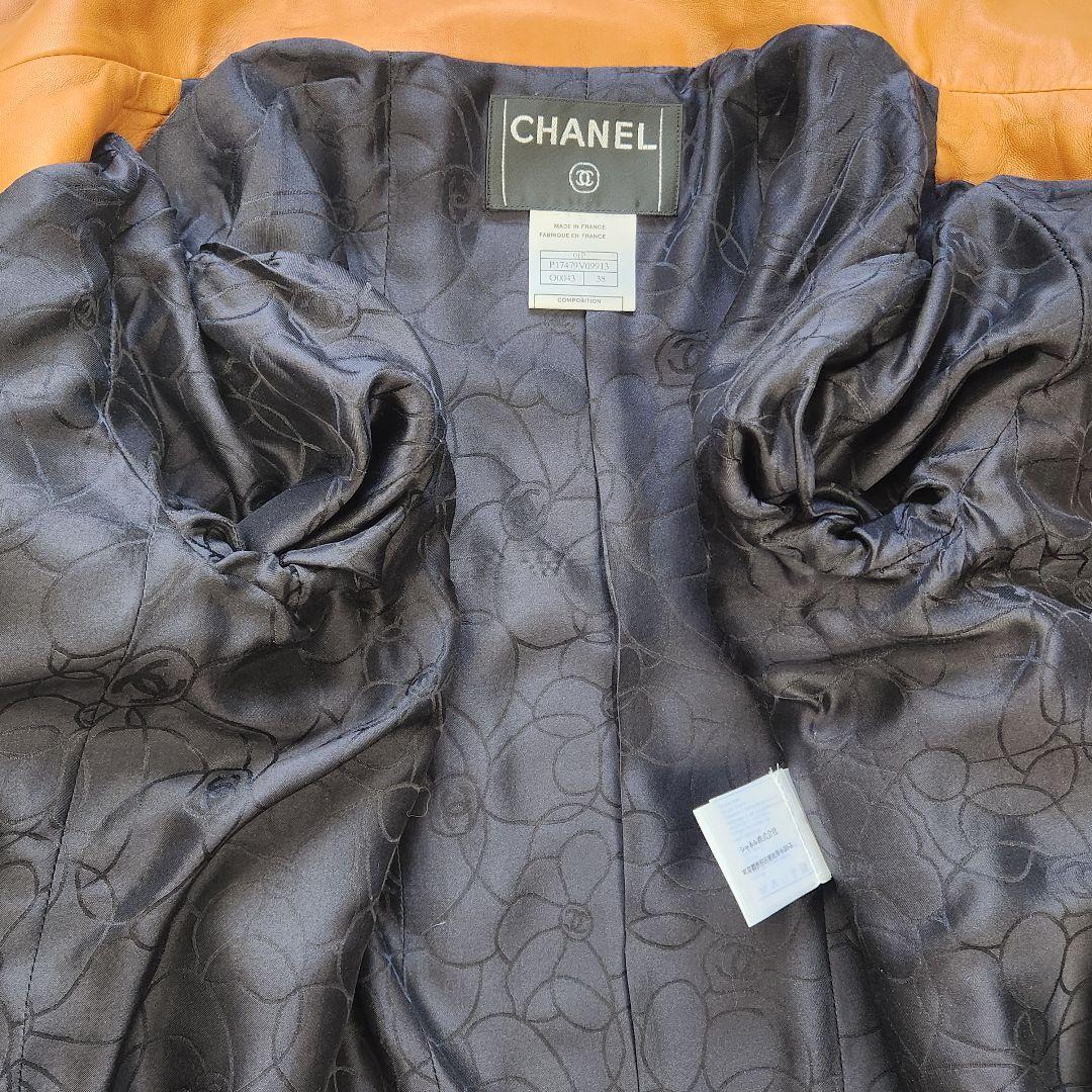CHANEL ✨01P ツイード ジップアップ ジャケット レザー切替 38
