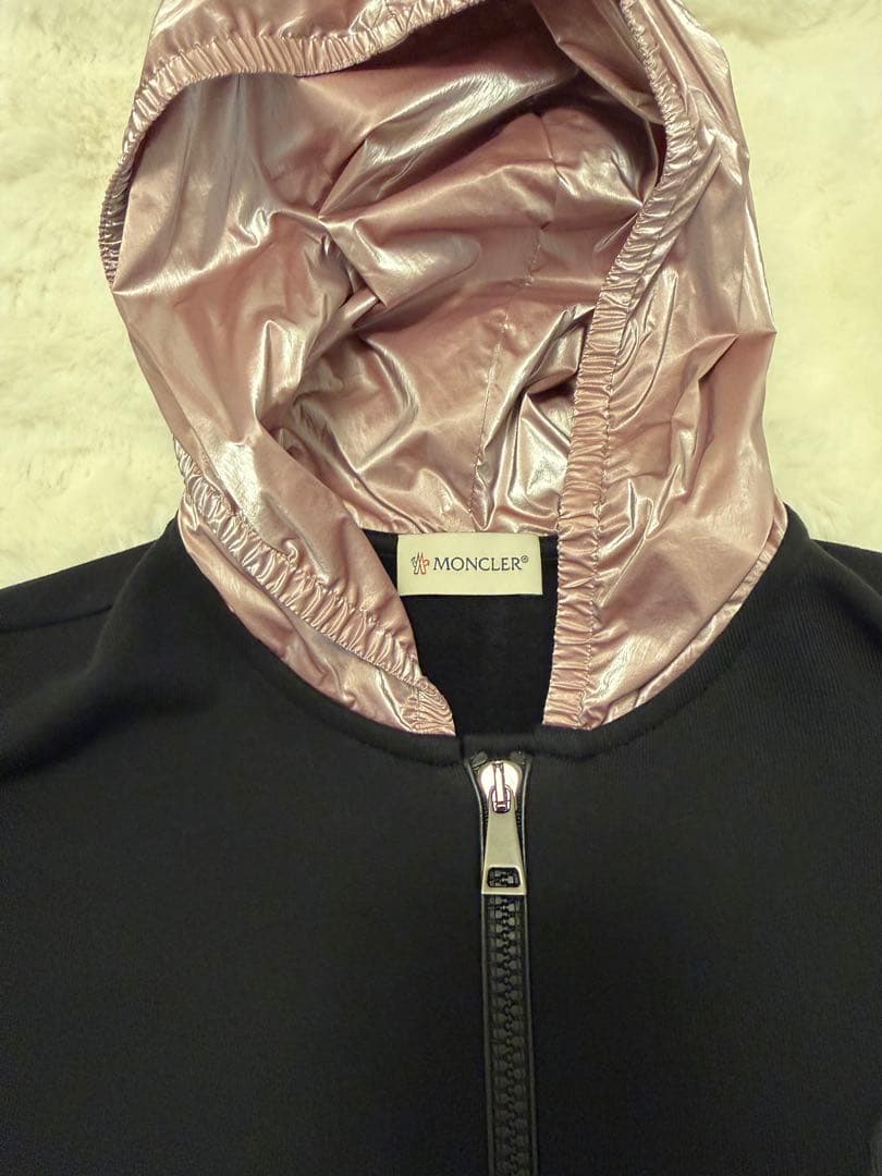 MONCLER フード付きジャケット 黒/ピンク　キッズ12サイズ