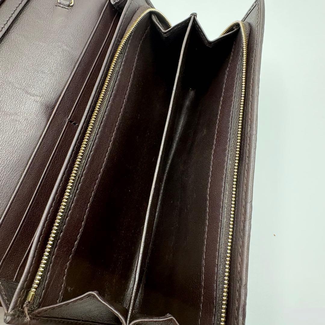 GUCCI GGモチーフ レザー長財布 ダークブラウン