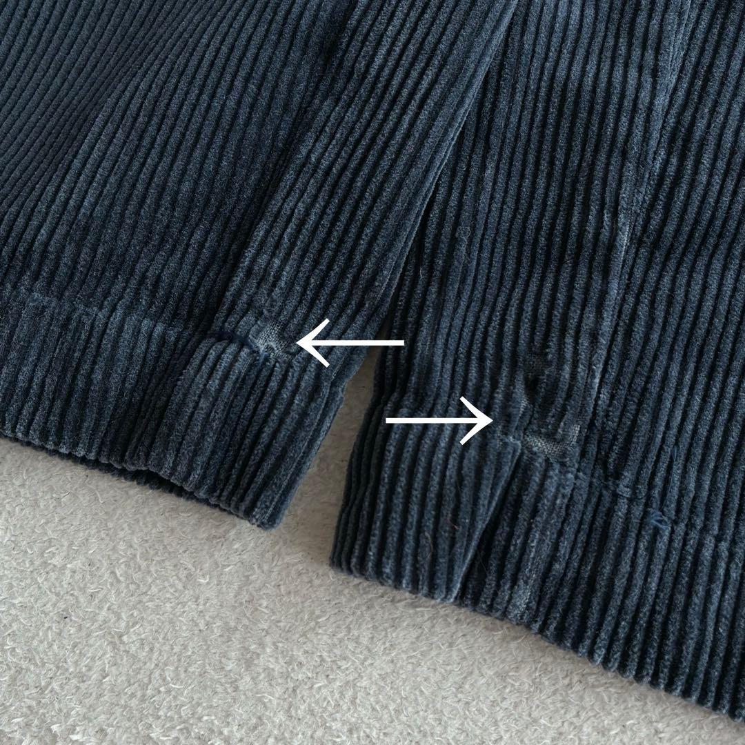 90s ポロラルフローレン 太畝コーデュロイ ツータックパンツ くすみネイビー