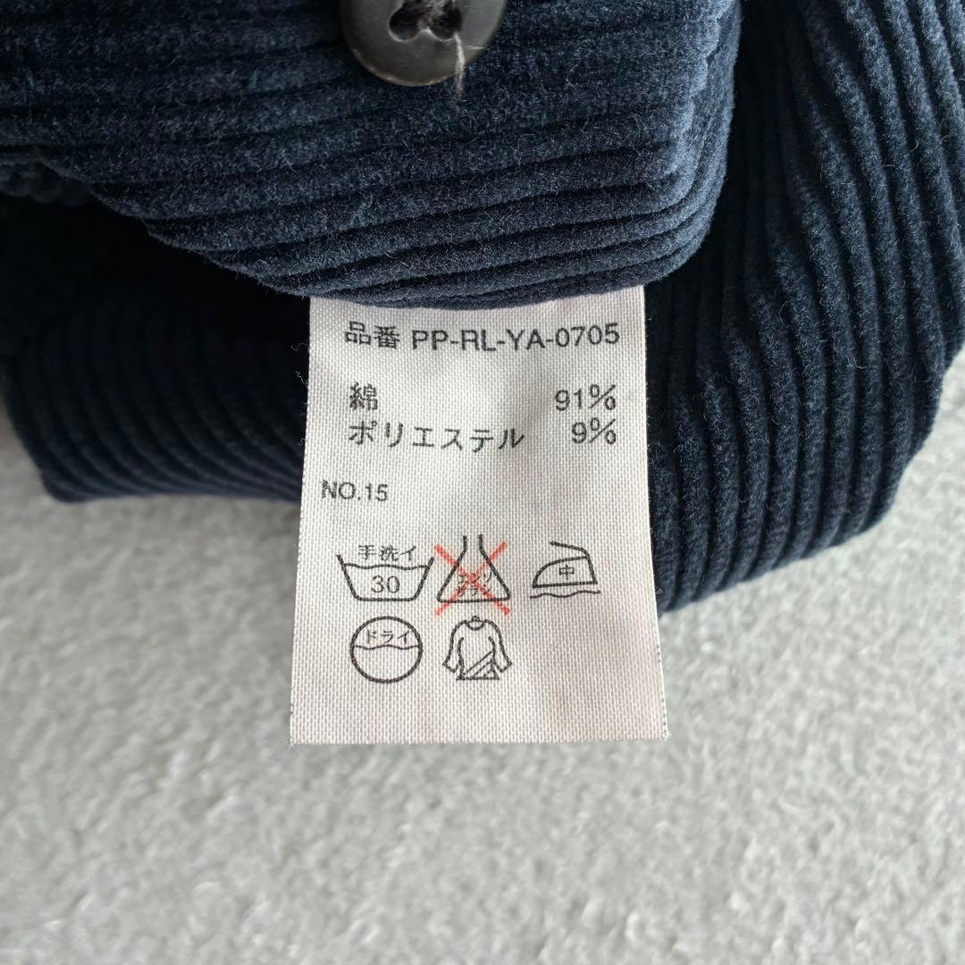 90s ポロラルフローレン 太畝コーデュロイ ツータックパンツ くすみネイビー