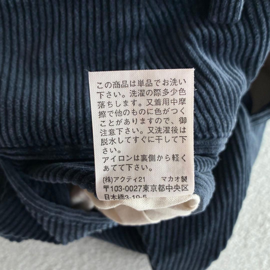 90s ポロラルフローレン 太畝コーデュロイ ツータックパンツ くすみネイビー