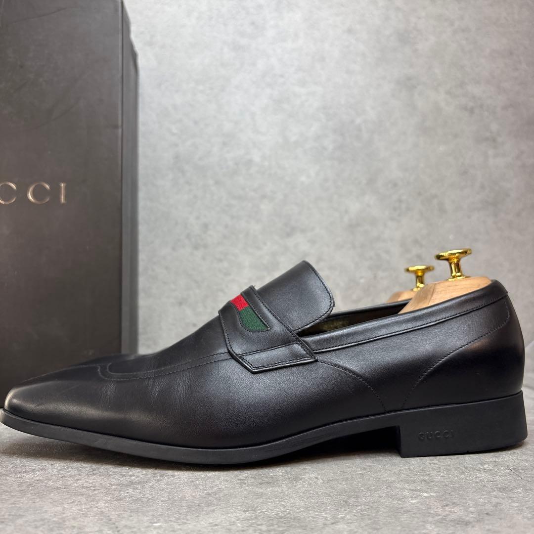 未使用級！GUCCI グッチ　シェリーライン　スクエアトゥ　レザーローファー