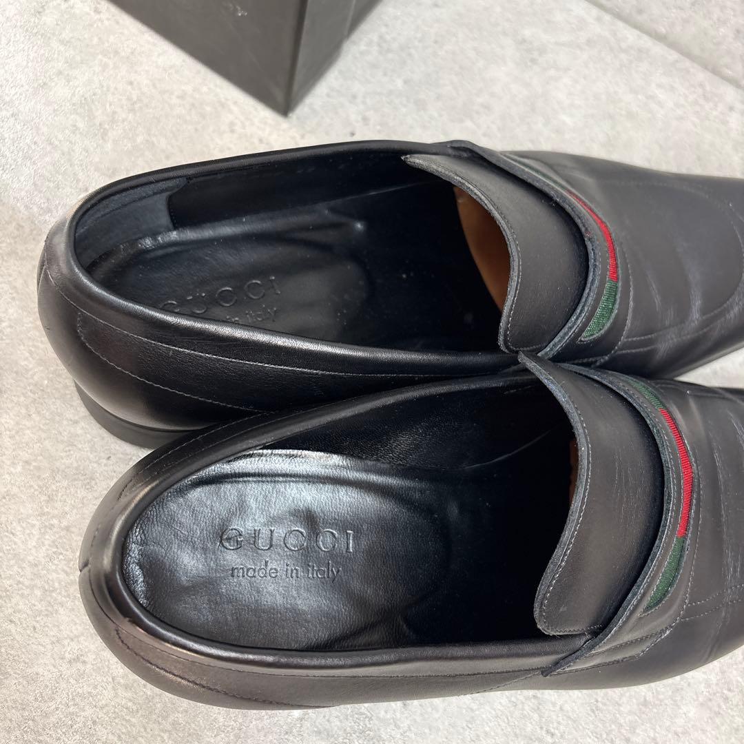 未使用級！GUCCI グッチ　シェリーライン　スクエアトゥ　レザーローファー