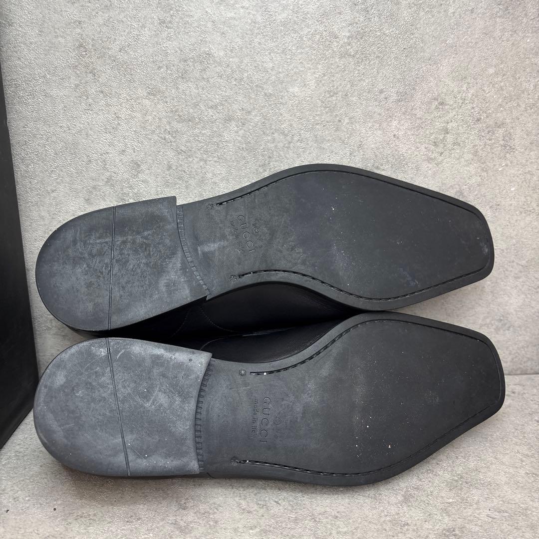 未使用級！GUCCI グッチ　シェリーライン　スクエアトゥ　レザーローファー