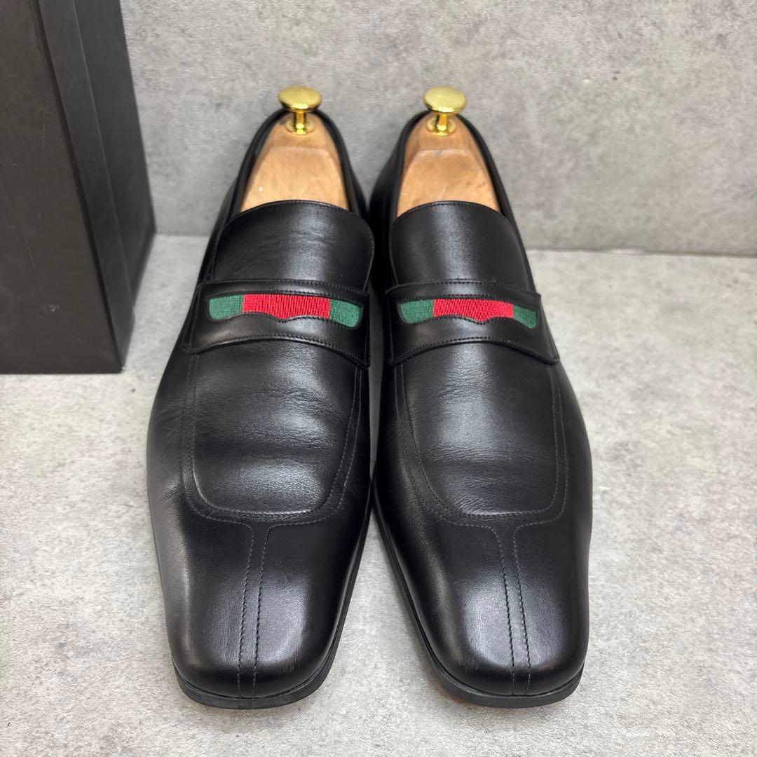 未使用級！GUCCI グッチ　シェリーライン　スクエアトゥ　レザーローファー