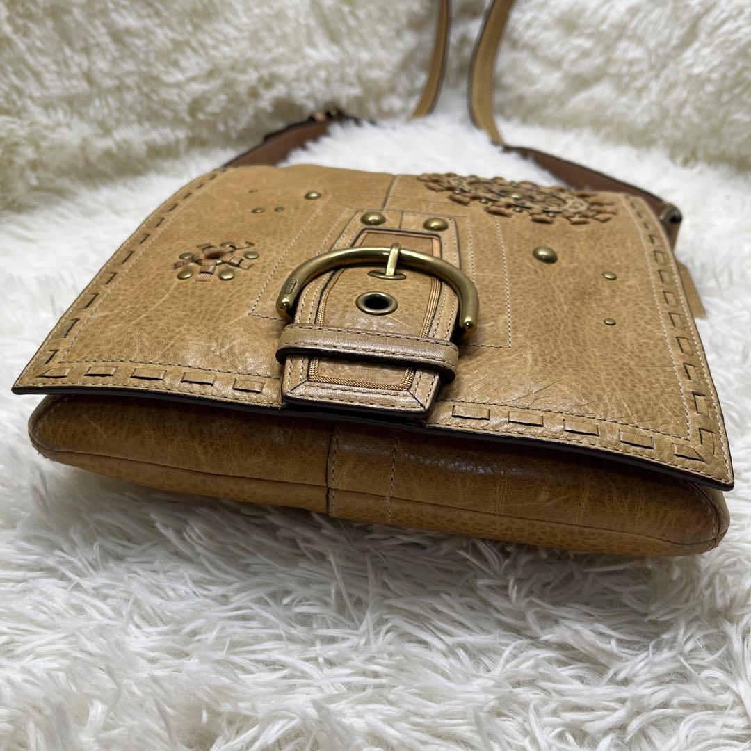 希少 COACH ショルダーバッグ スタッズ ヴィンテージ レザー 10065