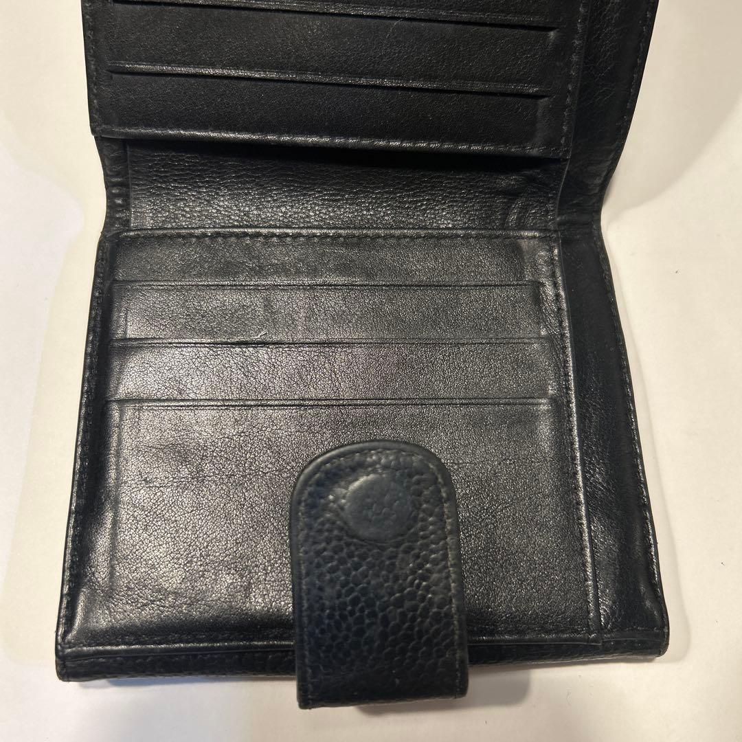 CHANEL ブラックレザー 二つ折り財布