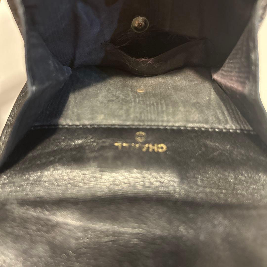 CHANEL ブラックレザー 二つ折り財布