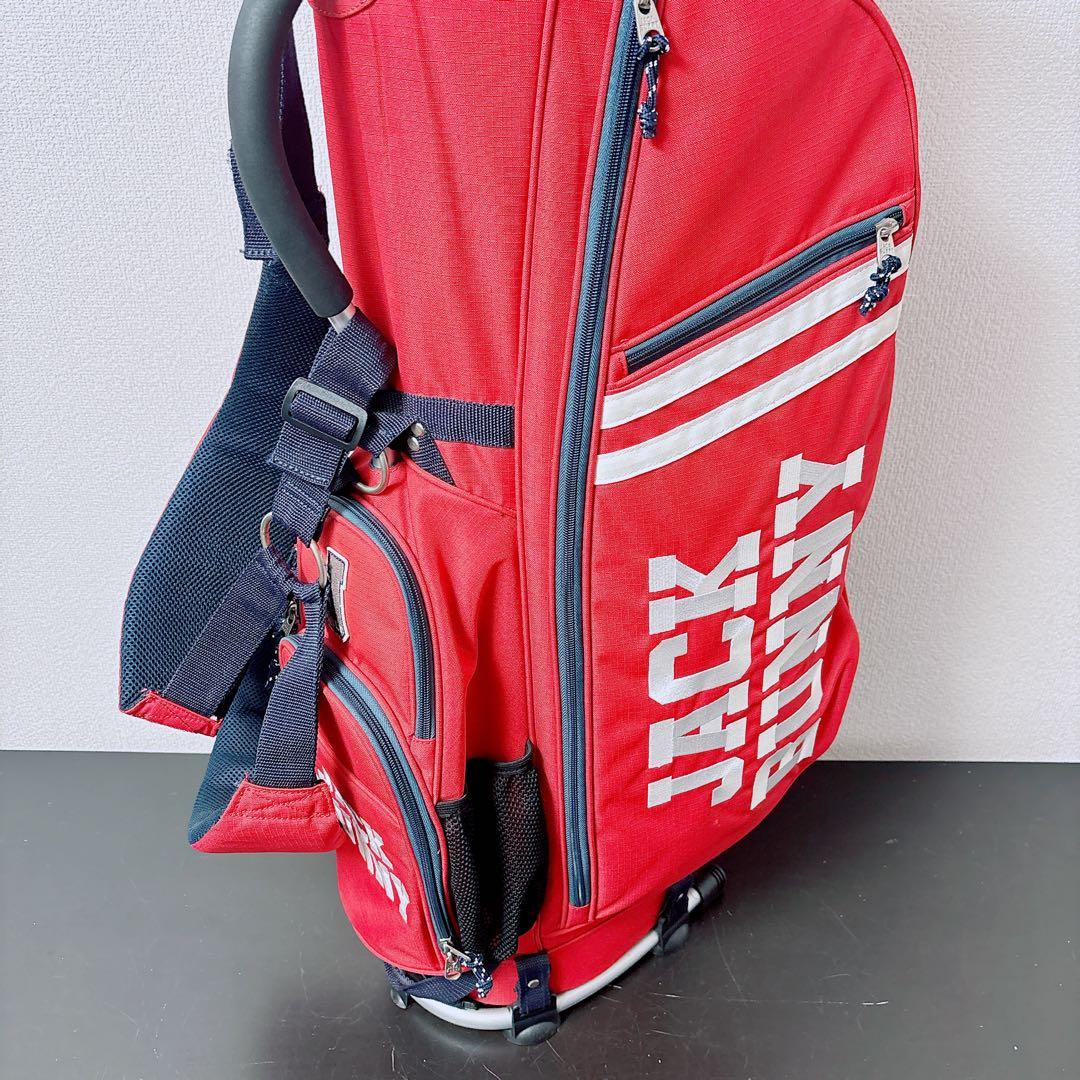 ジャックバニー スタンド式 キャディバッグ 5分割 9型 フードカバー付 レッド