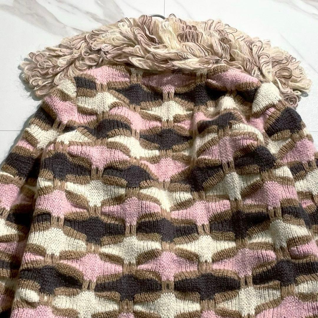 美品✨MISSONI オレンジタグ　モヘア混ウールニットロングコートマルチカラー