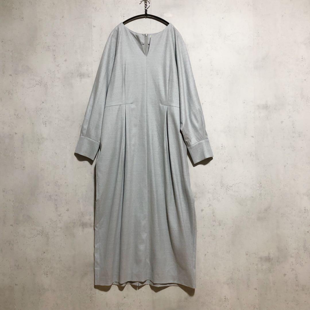 美品　MOGA 17号 大きいサイズ ウォッシャブルサキソニーマキシワンピース