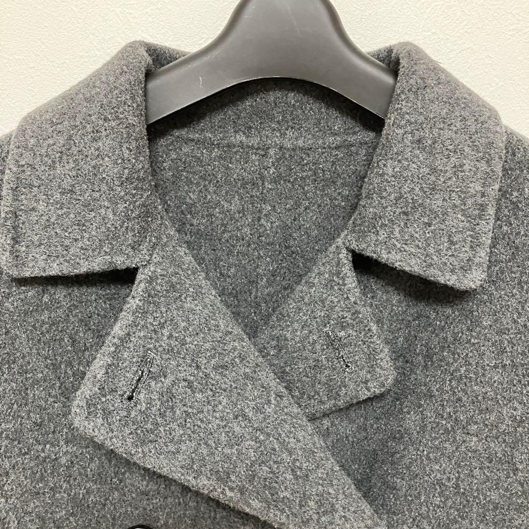 ダブルフェイス Pコート アイニードモアシューズ ウール100% グレー