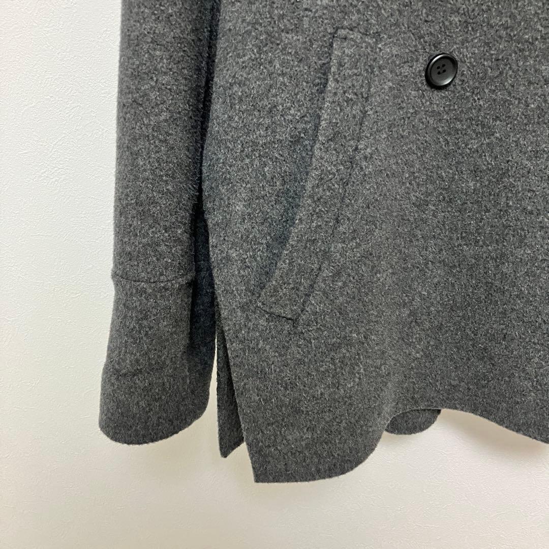 ダブルフェイス Pコート アイニードモアシューズ ウール100% グレー