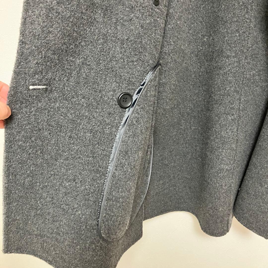 ダブルフェイス Pコート アイニードモアシューズ ウール100% グレー