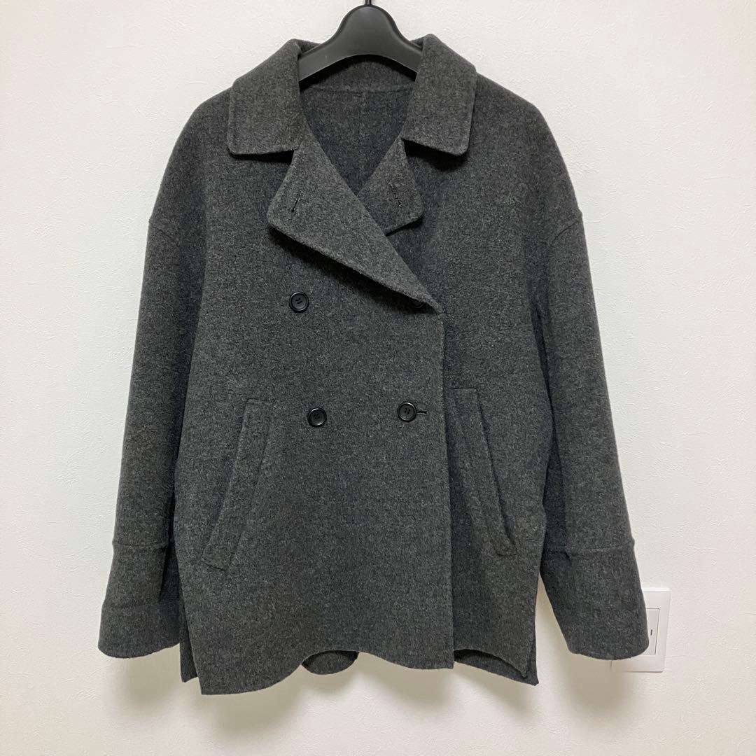 ダブルフェイス Pコート アイニードモアシューズ ウール100% グレー