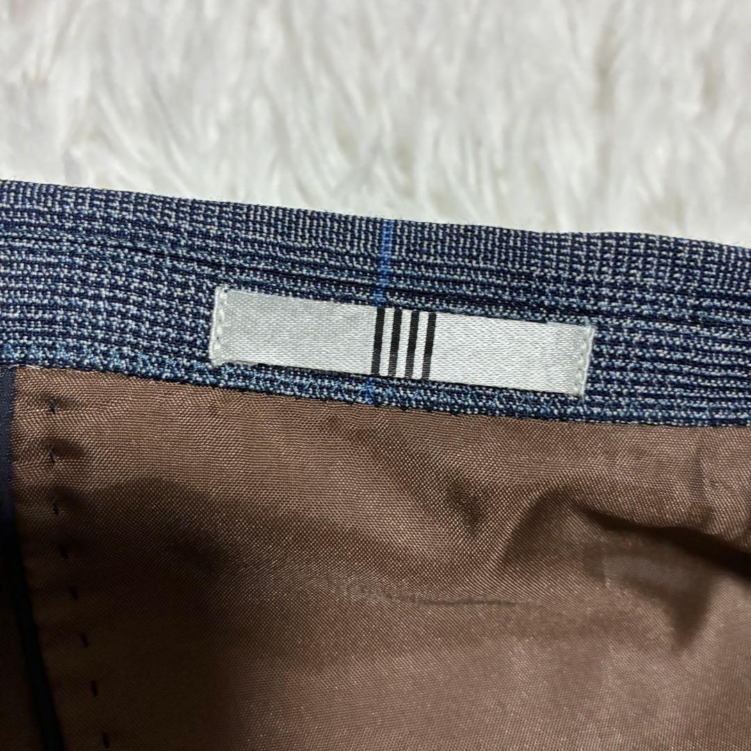 スーツセレクト　スーツ　3ピース　ブルー　格子柄　背抜き　ビジネス　冠婚葬祭