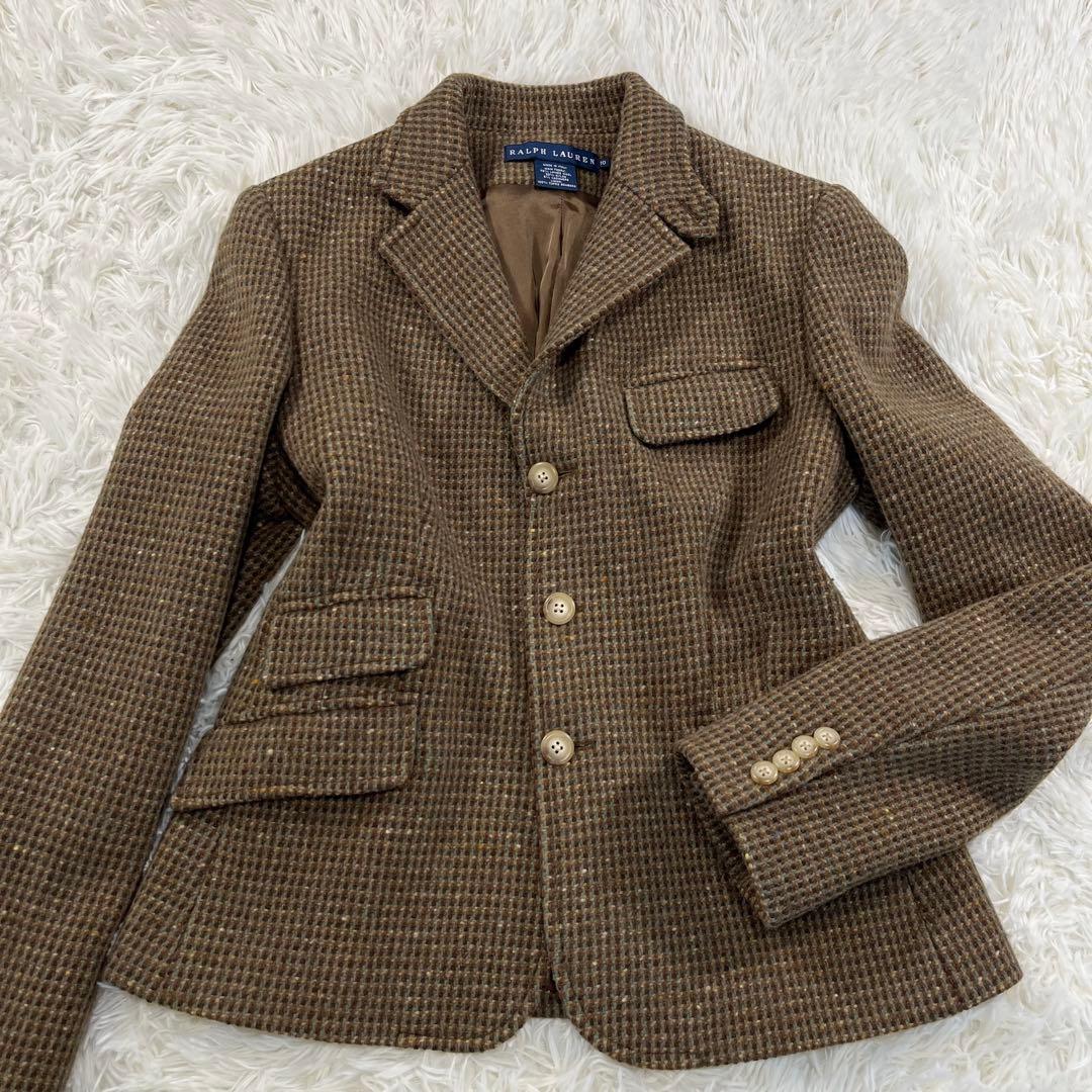 イタリア製✨カシミヤ混✨ラルフローレン　レディースジャケット　ツイード　L相当