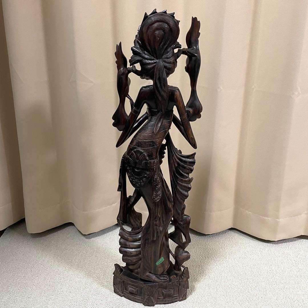 バリ島　木彫り　女性像　彫刻　黒檀　アンティーク　置物