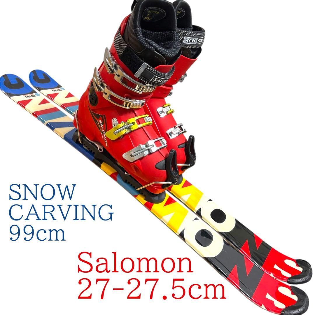 メンズ　ショートスキー　ファンスキーセット　サロモン　27-27.5cmブーツ付