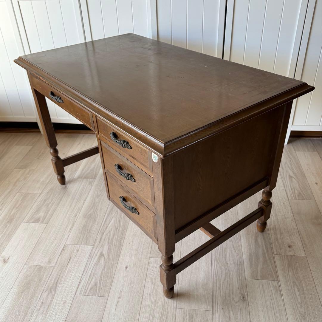 日本製 アンティーク デスク 机 ヴィンテージ 什器 書斎机 事務机 モリヤ家具