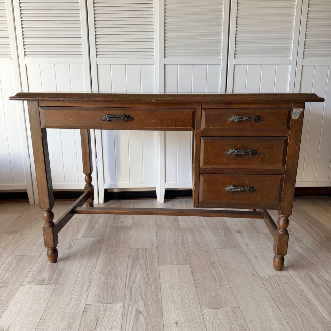 日本製 アンティーク デスク 机 ヴィンテージ 什器 書斎机 事務机 モリヤ家具