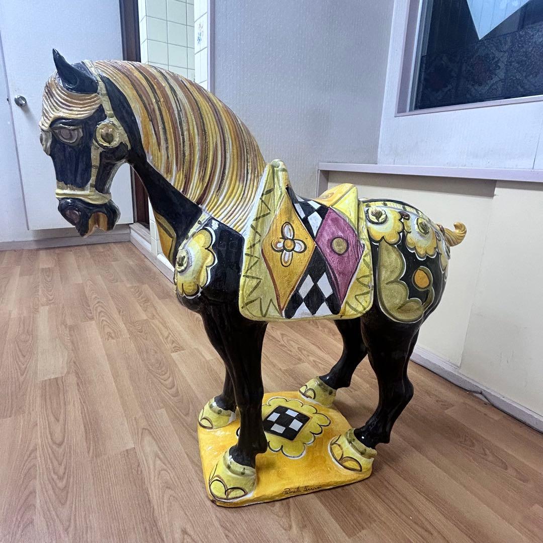 Pamela Ferrari サイン入 大型陶器 馬 彫刻 アート作品　引取限定