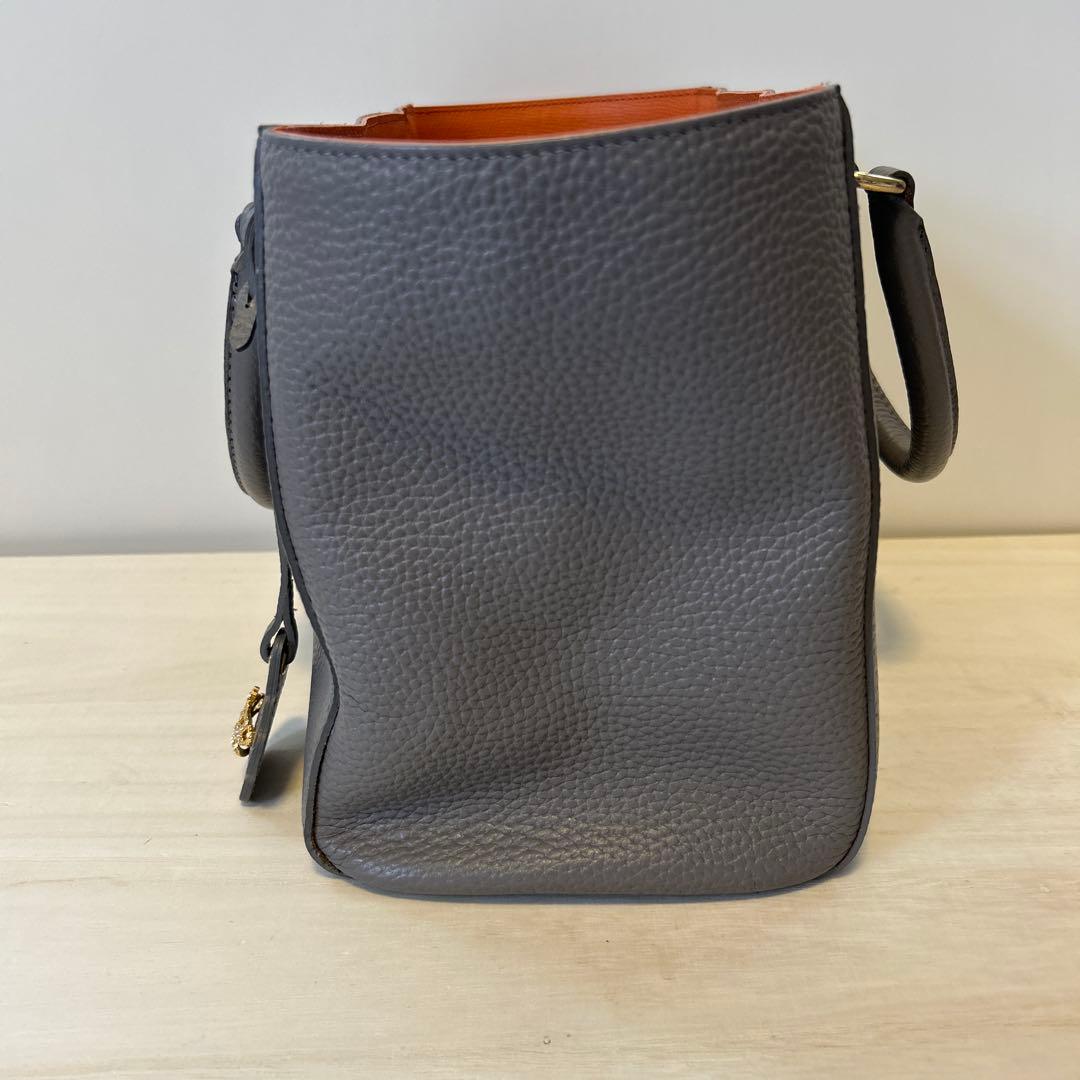 ADMJ ハンドバッグ　ショルダーバッグ　レザー　グレー　エンブレム