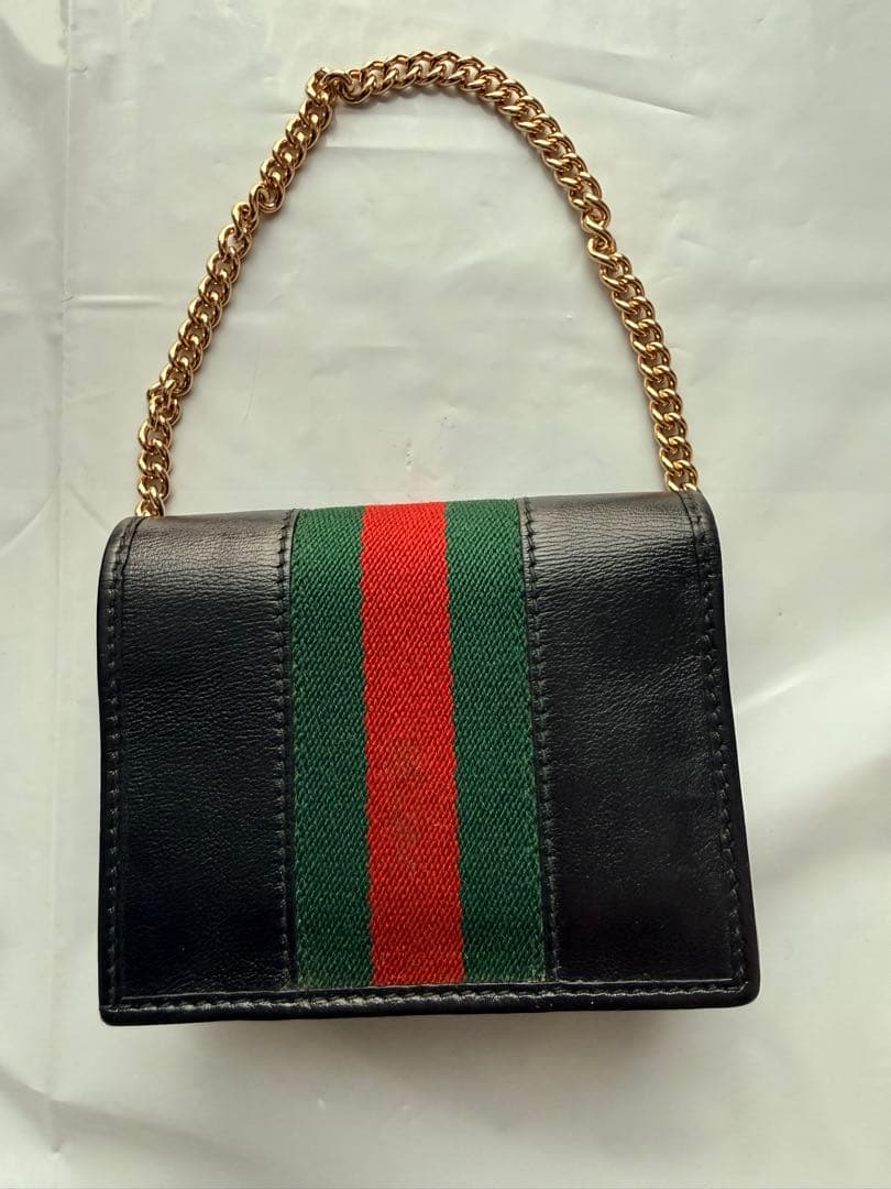 良品 グッチ ラジャ タイガー チェーンウォレット シェリー 二つ折り財布