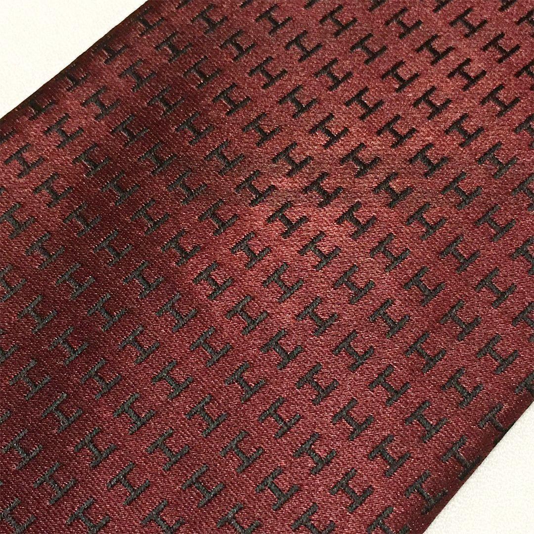 未使用級 H織りタイ ファソネH柄 エルメス HERMES ネクタイ ワイン