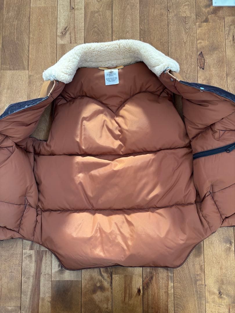 Ron Herman別注ロッキーマウンテンMダウンベスト/レザー×シープ襟38