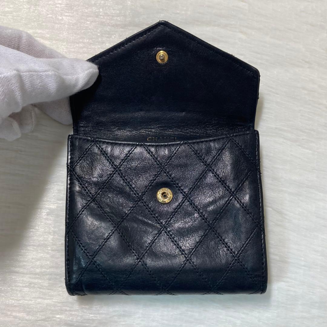 最終値下げ　CHANEL シャネル　二つ折り　人気　黒　ビコローレ　折り財布