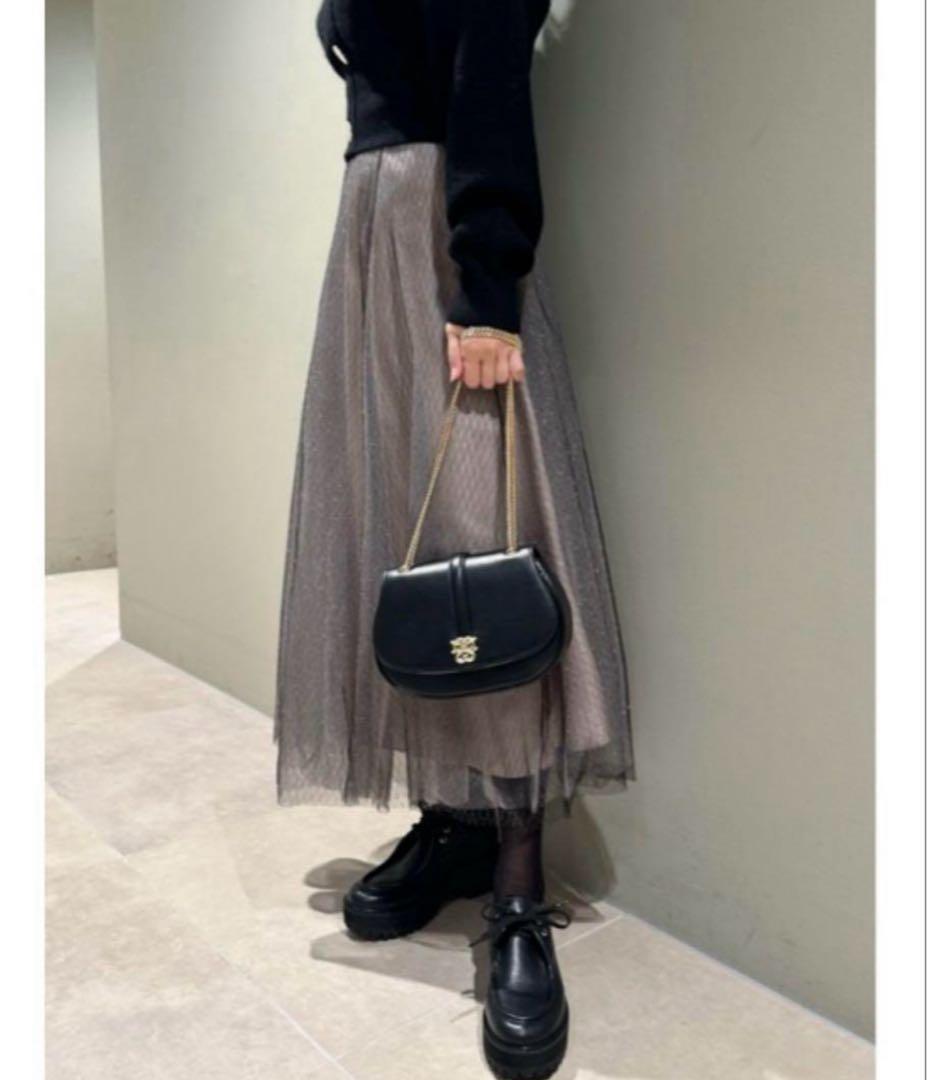 SNIDEL カーデ×チュールスカートセット　BLK