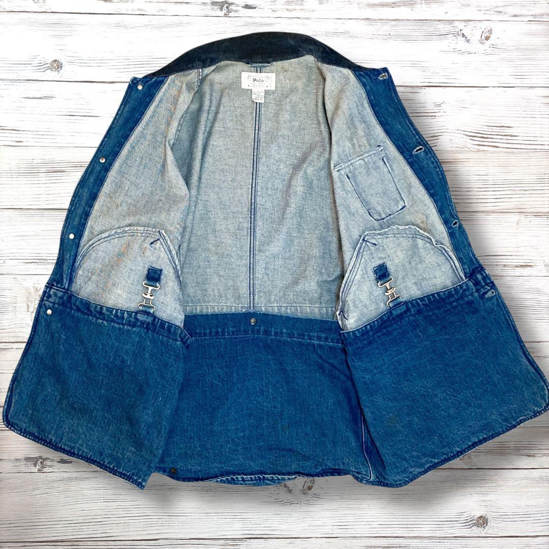 80s ポロ ラルフローレン デニムジャケット シンプル 青 M 1780