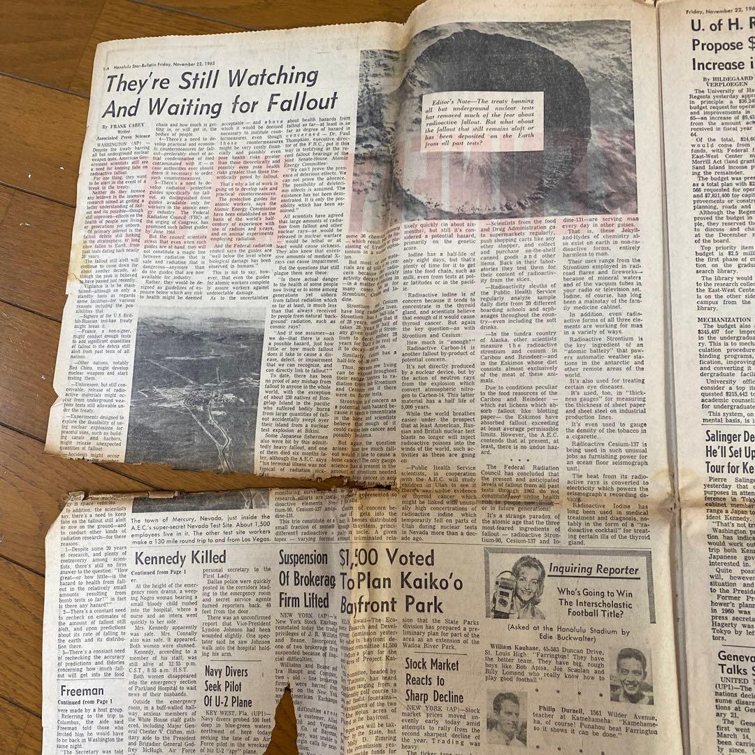 【歴史的価値】JFK ジョン・F・ケネディ大統領暗殺時の米国ハワイの新聞